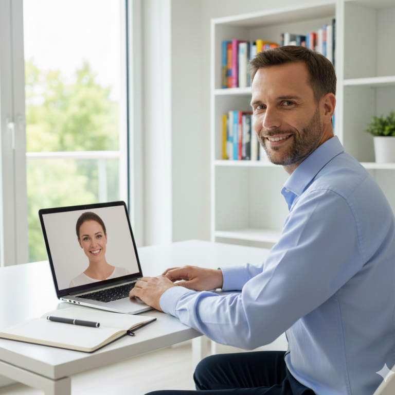 Onlinebesprechung Onlinebesprechung zwischen Coach und Klientin